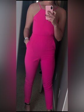 Lulus Hot Pink Open back Jumpsuit